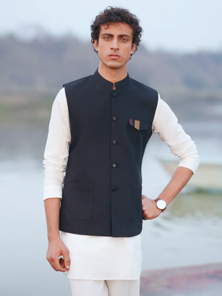 Black Cotton Cut & Sew Waistcoat – AL-WC-624